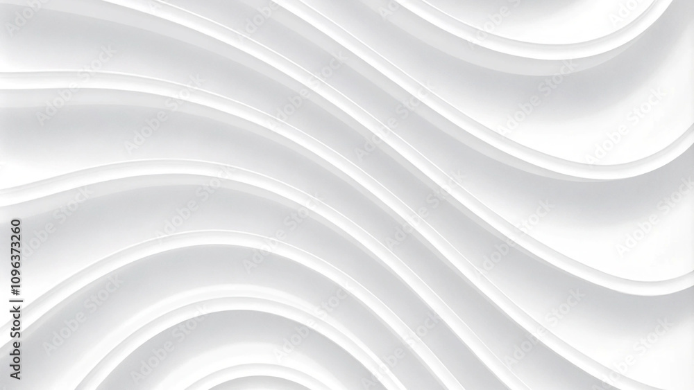 Poster this minimalist abstract background features. fluid smooth curves and waves in a monochrome grayscal