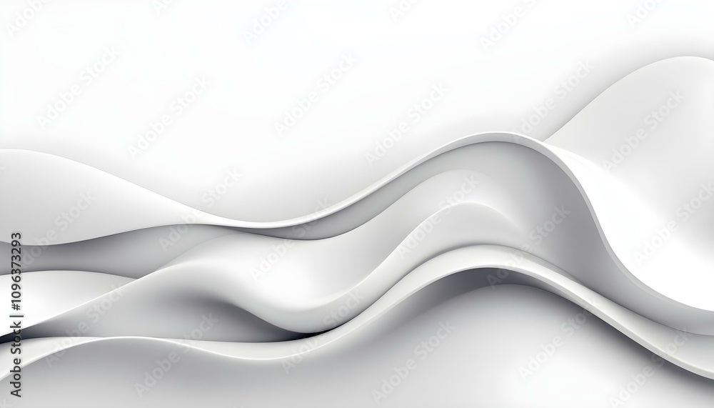 Poster this minimalist abstract background features. fluid smooth curves and waves in a monochrome grayscal
