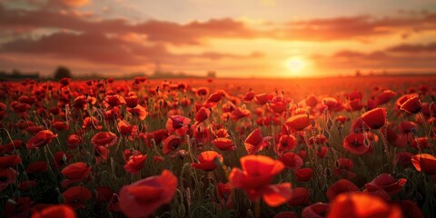 Poppy Field at Sunset