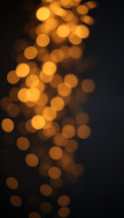 Golden bokeh lights blur beautifully, creating a festive Christmas background