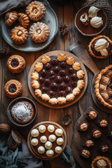 Fototapeta premium Chestnut Pastries with Whipped Cream and Caramel