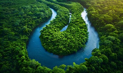 Aerial image capturing a diverse forest area, with visible clearings, dense patches, and water bodies