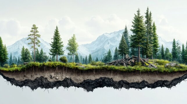 Layered Cross Section of a Forest Ecosystem