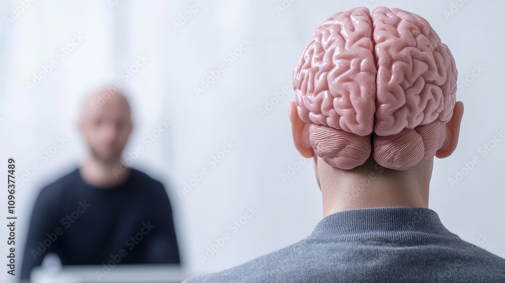 Poster innovative ai assistant concept with human brain structure representing creativity and coding soluti