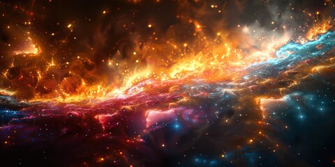 Cosmic Nebula with Fiery and Icy Hues