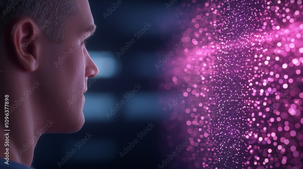 Aufkleber futuristic scene of ai developers collaborating on innovative technology with vibrant digital elemen