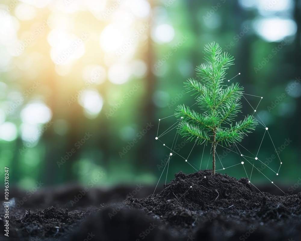 Poster detailed analysis of ai interface demonstrating sleek design features with a growing tree in natural