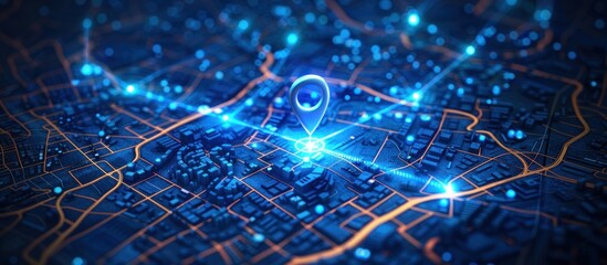 Obraz premium Cityscape with GPS Pinpoint Location