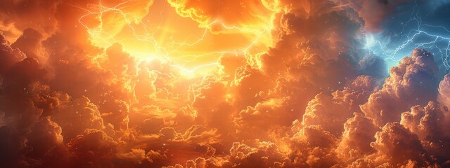 Dramatic Sky with Lightning Bolts