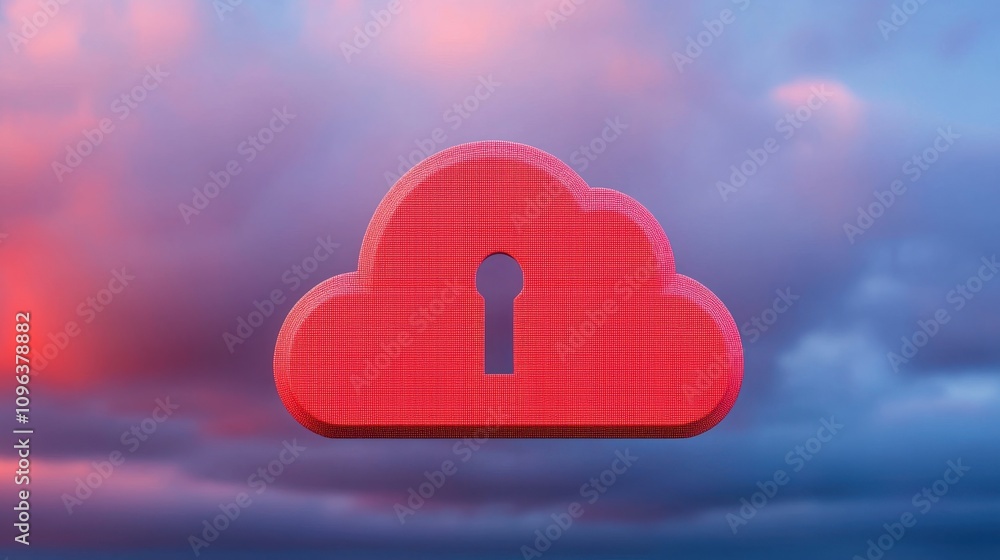 Aufkleber anti tracking technology concepts. a stylized red cloud with a keyhole symbolizes cloud security and