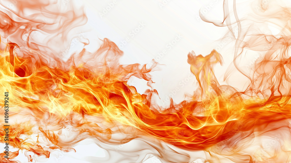 Poster Flames and fire creating a dynamic and vibrant display with orange and yellow tones