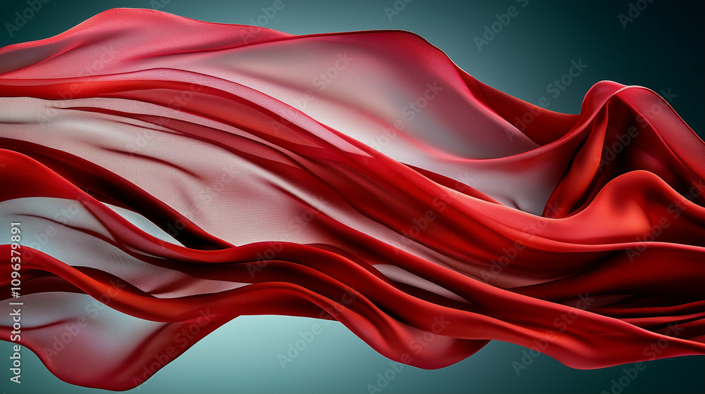 Aufkleber red flowing fabric texture with soft drapery design in motion