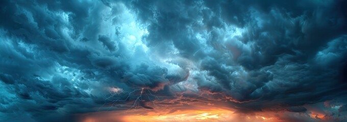 Fototapeta premium Thunderstorm Sky with Dramatic Lighting