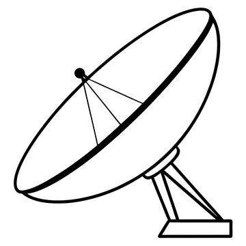 recommend clip art: satellite dish antenna silhouette vector line art transparent background