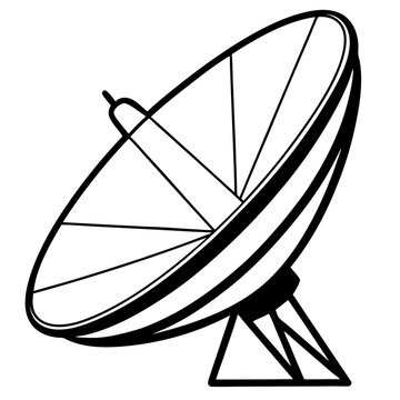 recommend clip art: satellite dish antenna silhouette vector line art transparent background