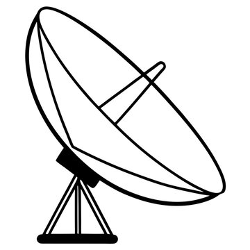 recommend clip art: satellite dish antenna silhouette vector line art transparent background