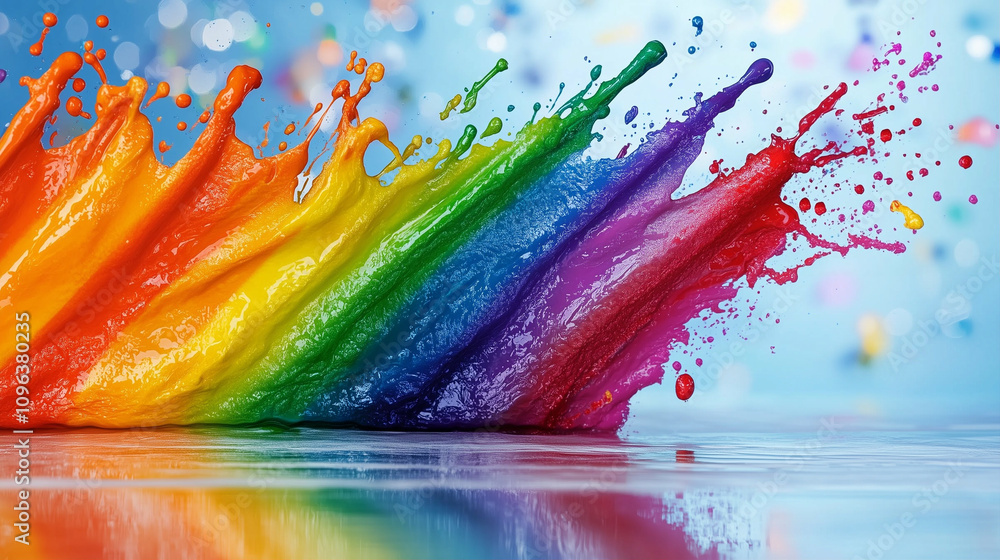 Poster paint splash in vibrant colors creating a dynamic color splash photo with artistic expression and mo