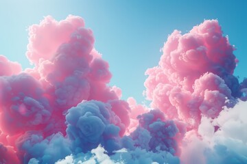 Fototapeta premium Beautiful pink clouds fill the sky at sunset, creating a picturesque and serene atmosphere over the horizon