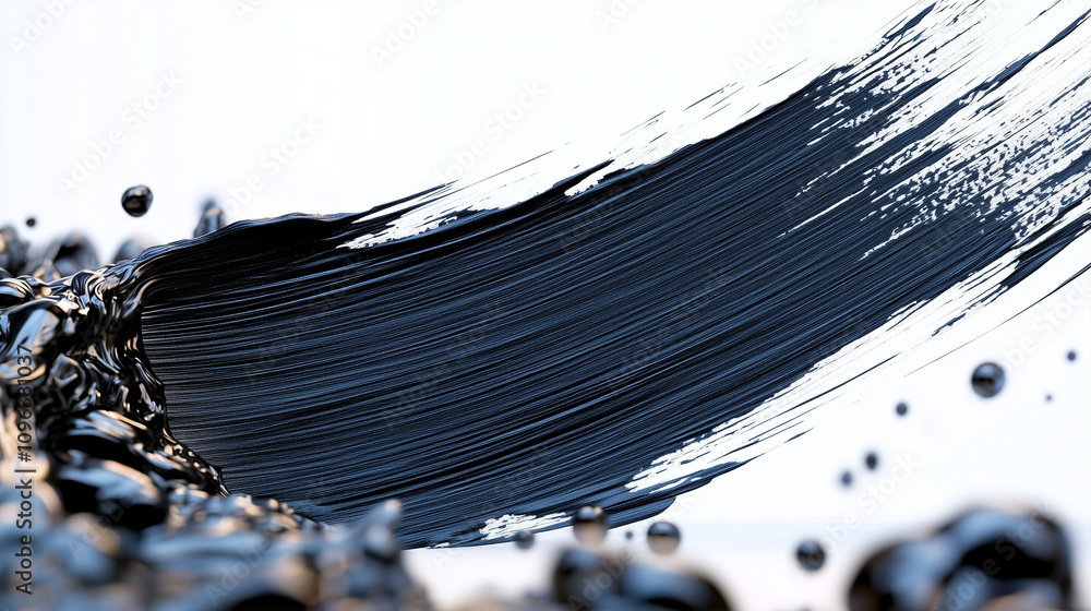 Poster paint stroke on abstract art background with graphic design elements and fluid textures