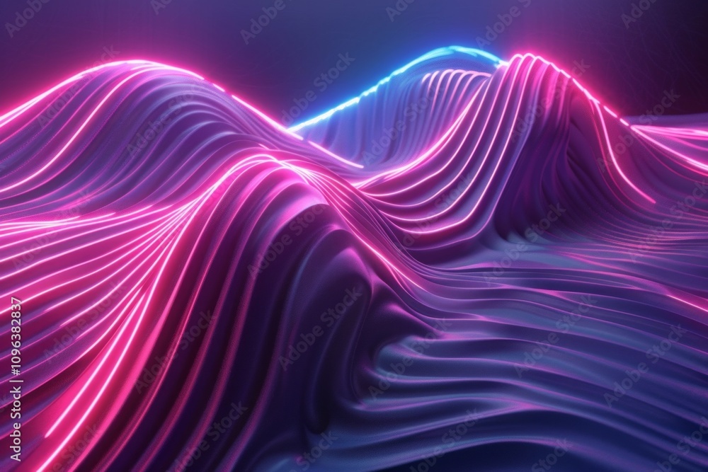 Canvas Prints experience the elegance of a wave of glowing lines, small particles flowing seamlessly in an abstrac