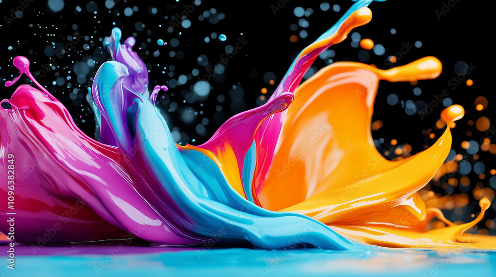 Aufkleber paint splashes in vibrant colors creating dynamic movement and energy