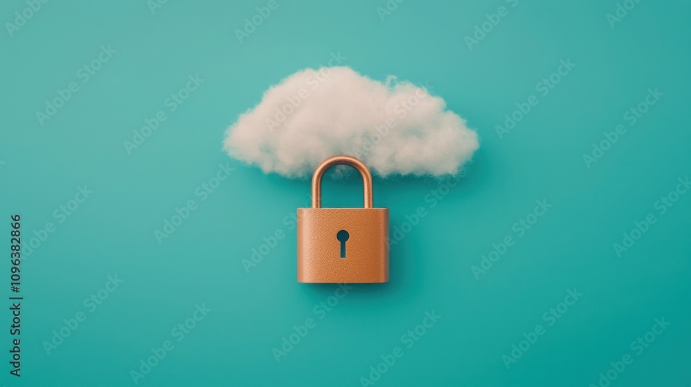 Aufkleber anti tracking technology concepts. a cloud-shaped cloud with a padlock symbolizes security and data 