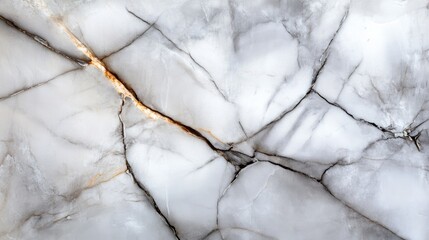 Elegant white marble texture featuring intricate gray veining and subtle gold accents, ideal for sophisticated background designs.