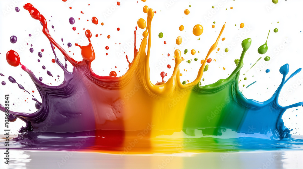 Aufkleber paint splash creating vivid rainbow color splash in dynamic art style