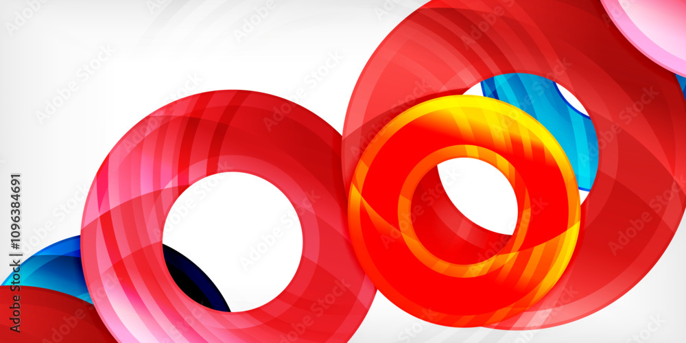 Aufkleber bright colorful circles with light effects. abstract background