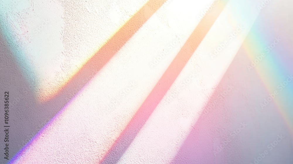 Aufkleber organic diagonal shadows and colorful rays of light with a subtle rainbow effect on a textured white