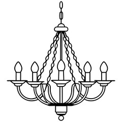 set of chandelier silhouette vector illustration line art transparent background