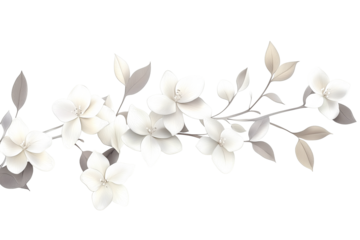 Elegant white flower branch isolated on transparent background