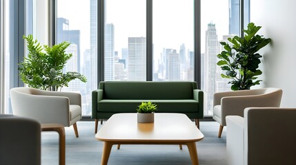 Fototapeta premium Modern Office Lounge City View