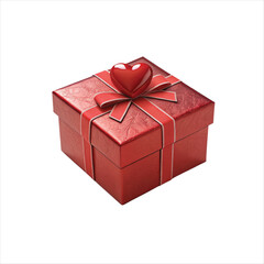 red gift box with heart on top3d illustration