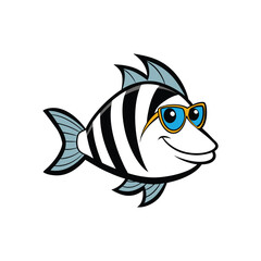 Cute Masked Angelfish Vector Artwork - Vibrant Ocean Cartoon Style
