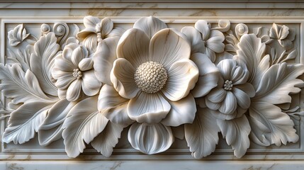 Obraz premium Intricate Marble Carving Depicting Floral Design