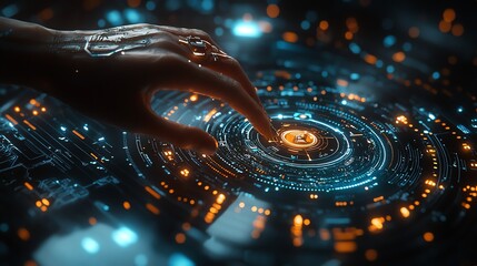 Hand interacting with digital interface