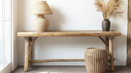 Wooden Table: Choose a simple design with a natural or lightly stained finish to highlight the wood grain.
