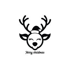 Cute Reindeer Head Christmas Icon - Festive Cartoon Vector Graphic