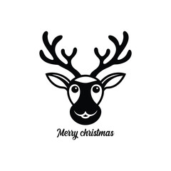Cute Reindeer Head Christmas Icon - Festive Cartoon Vector Graphic