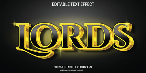 Obraz premium golden lords vector 3d text effect with modern style design