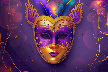 Beautiful greeting card with bright holiday composition for happy celebrate mardi gras