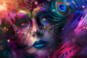 Beautiful greeting card with bright holiday composition for happy celebrate mardi gras