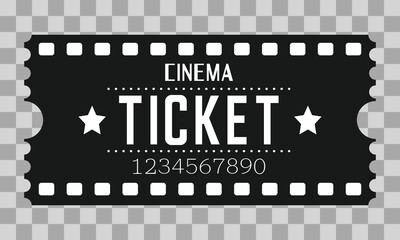 Cinema ticket template on checkered background