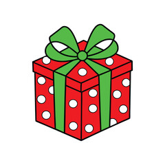 Christmas gift box with ribbon vector illustration on white background