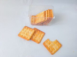 Sugar coated biscuits, also known as malkist, sweet and crispy. isolate on white. snack concept