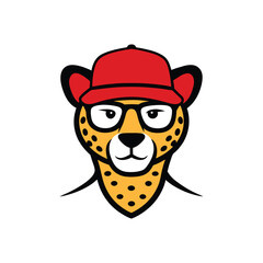 Cheetah Wearing Hat and Sunglasses Vector - Playful and Creative Cartoon Design
