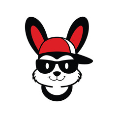 Rabbit Wearing Hat and Sunglasses Vector - Playful and Creative Illustration