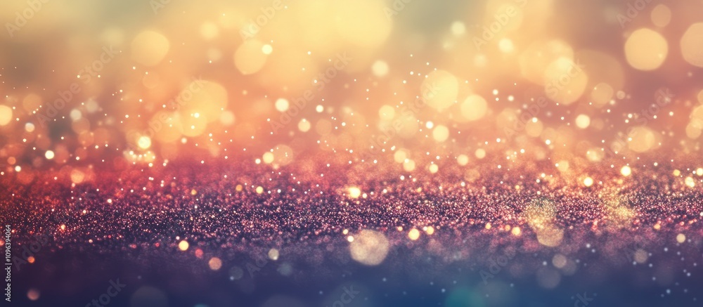 Poster elegant abstract background with warm bokeh lights and shiny glitter in shades of red and gold for f