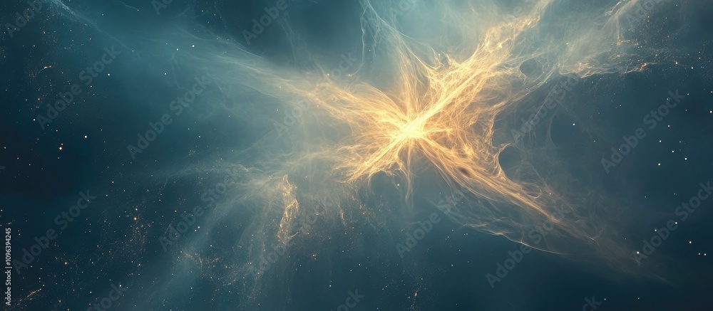 Poster abstract celestial background with luminous star formation and ethereal light patterns in a soothing